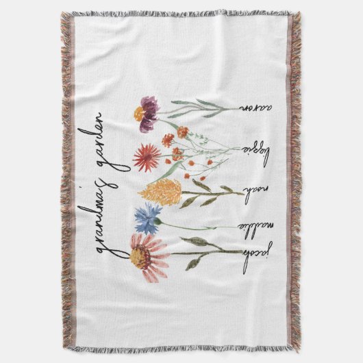 カスタムグランマズガーデンパーソナライズされた誕生日 スローブランケット (正面縦)