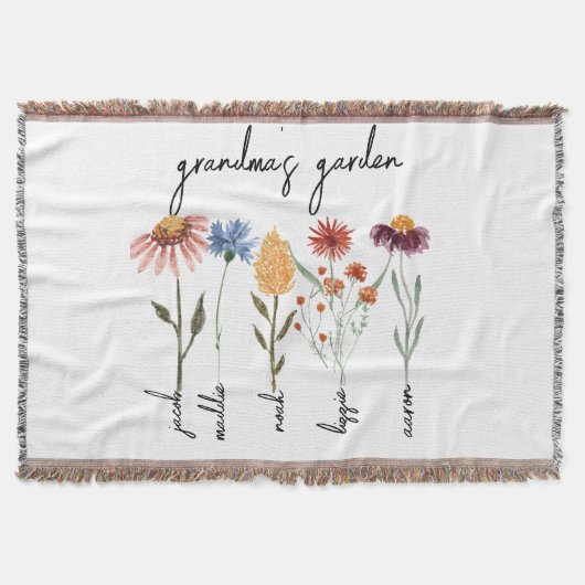 カスタムグランマズガーデンパーソナライズされた誕生日 スローブランケット (正面)