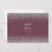 カスタムグリッターの写真ブルゴーニュ結婚ー サンキューカード (裏面)