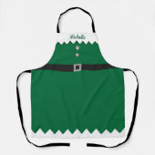カスタムグリッターグリーンシルバー小妖精や小人クリスマス エプロン (正面)