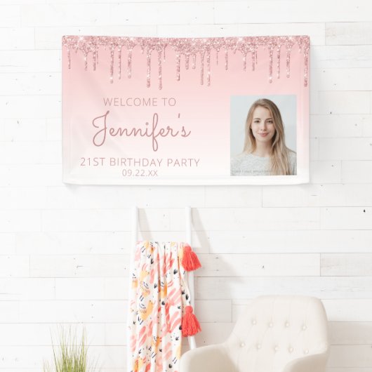 カスタムグリッタードリップ21歳の誕生日パーティー 横断幕 (インサイチュ)