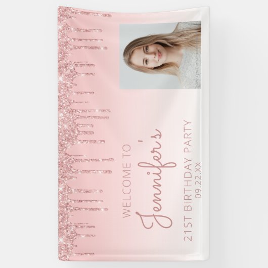 カスタムグリッタードリップ21歳の誕生日パーティー 横断幕 (縦)