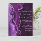カスタムグリッターパープルアガテシルバー結婚ズ 招待状 (スタンド正面)