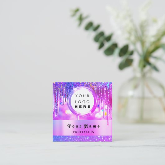 カスタムグリッターロゴVIP スクエア名刺 (スタンド正面)