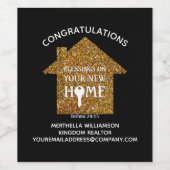 カスタムグリッター不動産仲介業者クライアント新しいホーム ワインラベル (シングルラベル)