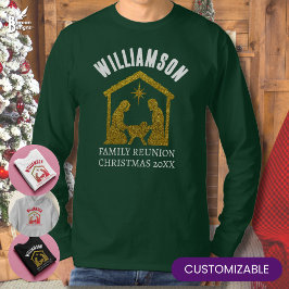 カスタムグリッター出生家族クリスマス Tシャツ