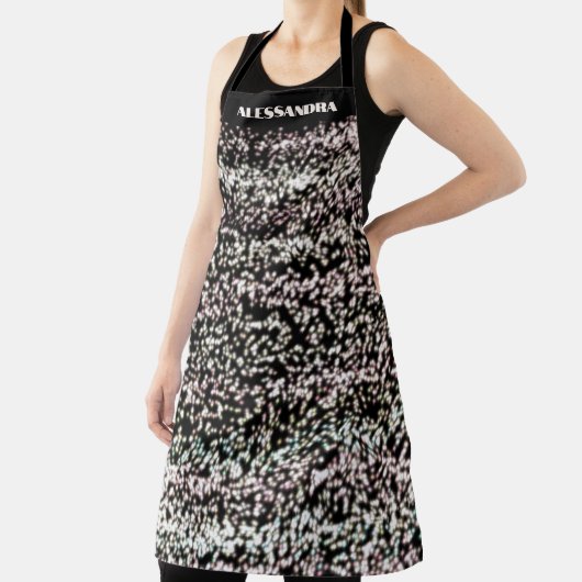 カスタムグリッター抽象芸術ドット黒バラ金ゴールド赤面 エプロン (インサイチュ)