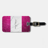 カスタムグリッター白い大理石プリントラゲージタグ ラゲッジタグ (正面横)