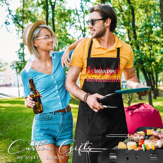 カスタムグリルグリルマスターの熱い炎の王 エプロン