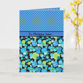 カスタムグリーティングカー予測できなド：月と水玉模様 カード (黄色い花)