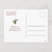 カスタムグリーティング3フォトメリークリスマスホリデー シーズンポストカード (裏面)