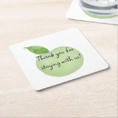 カスタムグリーンアップル使い捨てコースター スクエアペーパーコースター (アングル)