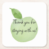 カスタムグリーンアップル使い捨てコースター スクエアペーパーコースター (正面)