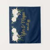 カスタムグリーンウェディングレセプションフォトブースプロップ タペストリー (正面)