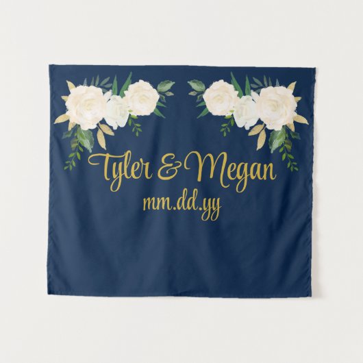 カスタムグリーンウェディングレセプションフォトブースプロップ タペストリー (正面(横))