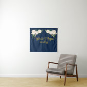 カスタムグリーンウェディングレセプションフォトブースプロップ タペストリー (インサイチュ(横))