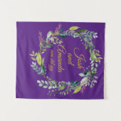 カスタムグリーンウェディングレセプションフォトブースプロップ タペストリー (正面(横))