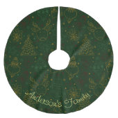 カスタムグリーンクリスマスオーナメントスパークグリッター ブラッシュドポリエステルツリースカート (正面)