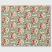 カスタムグリーンクリスマスフォトサークルラッピング紙 ラッピングペーパー (フラット)