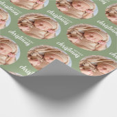 カスタムグリーンクリスマスフォトサークルラッピング紙 ラッピングペーパー (角)