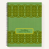 カスタムグリーンケルト結び糸細工スパイラルノート ノートブック (正面)