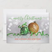 カスタムグリーンシルバー金ゴールドツリーオーナメント シーズンカード (正面)