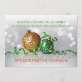 カスタムグリーンシルバー金ゴールドツリーオーナメント シーズンカード (裏面)