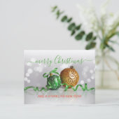 カスタムグリーンシルバー金ゴールドツリーオーナメント ポストカード (スタンド正面)