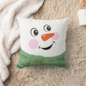 カスタムグリーンスカーフ付きおもしろい雪だるま クッション (ブランケット)