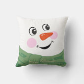 カスタムグリーンスカーフ付きおもしろい雪だるま クッション (裏面)