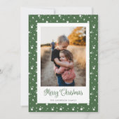 カスタムグリーンスターズ写真楽しいクリスマスカード シーズンカード (正面)