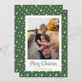 カスタムグリーンスターズ写真楽しいクリスマスカード シーズンカード (正面/裏面)