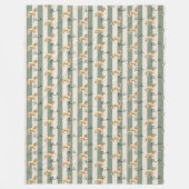 カスタムグリーンストライプゴールデンドードルペット名 フリースブランケット (正面)