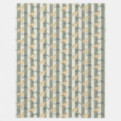 カスタムグリーンストライプゴールデンレトリエバーペット名 フリースブランケット (正面)