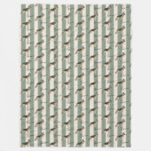 カスタムグリーンストライプドイツシェパードペット名 フリースブランケット (正面)