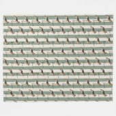 カスタムグリーンストライプドイツシェパードペット名 フリースブランケット (正面(横))