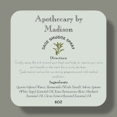 カスタムグリーンセージ汚れスプレーボトルラベル スクエアシール