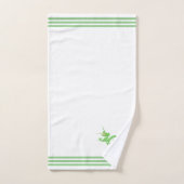 カスタムグリーンドラゴン&ホワイトストライプの3つの バスタオルセット (ハンドタオル)