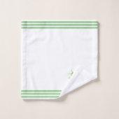 カスタムグリーンドラゴン&ホワイトストライプの3つの バスタオルセット (ウォッシュタオル)