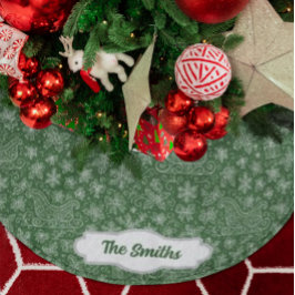 カスタムグリーンドードルクリスマスそりパターン ブラッシュドポリエステルツリースカート