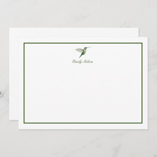 カスタムグリーンハミングバードノートカード ノートカード (正面/裏面)