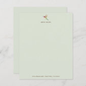 カスタムグリーンハミングバード文具紙 (正面/裏面)