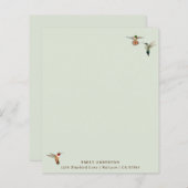 カスタムグリーンハミングバード文具紙 (正面/裏面)