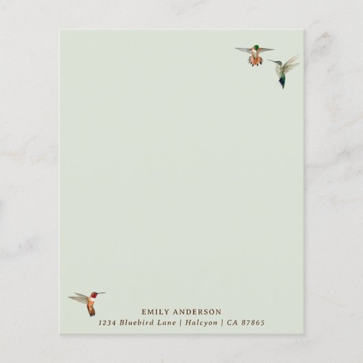 カスタムグリーンハミングバード文具紙 (正面)