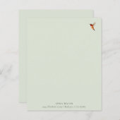 カスタムグリーンハミングバード文具紙 (正面/裏面)