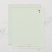 カスタムグリーンハミングバード文具紙 (正面/裏面)