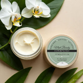 カスタムグリーンハーブ顔クリームラベルシール ラウンドシール