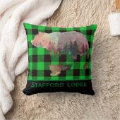 カスタムグリーンバッファロープレイドベアーワイルド クッション (ブランケット)