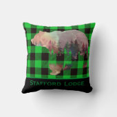 カスタムグリーンバッファロープレイドベアーワイルド クッション (裏面)