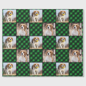 カスタムグリーンバッファロープレイドホリデークリスマス ラッピングペーパー (フラット)